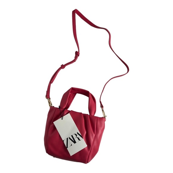 Zara Crossbody Bag handle Pink Fuchsia Mini Rose Gold Bag Soft Mini Purse New - Picture 9 of 16